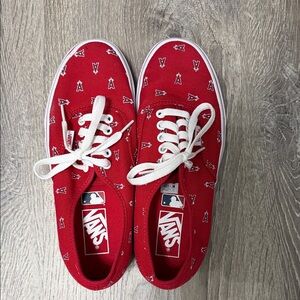 Vans Red Sneakers with Angels MLB Pattern